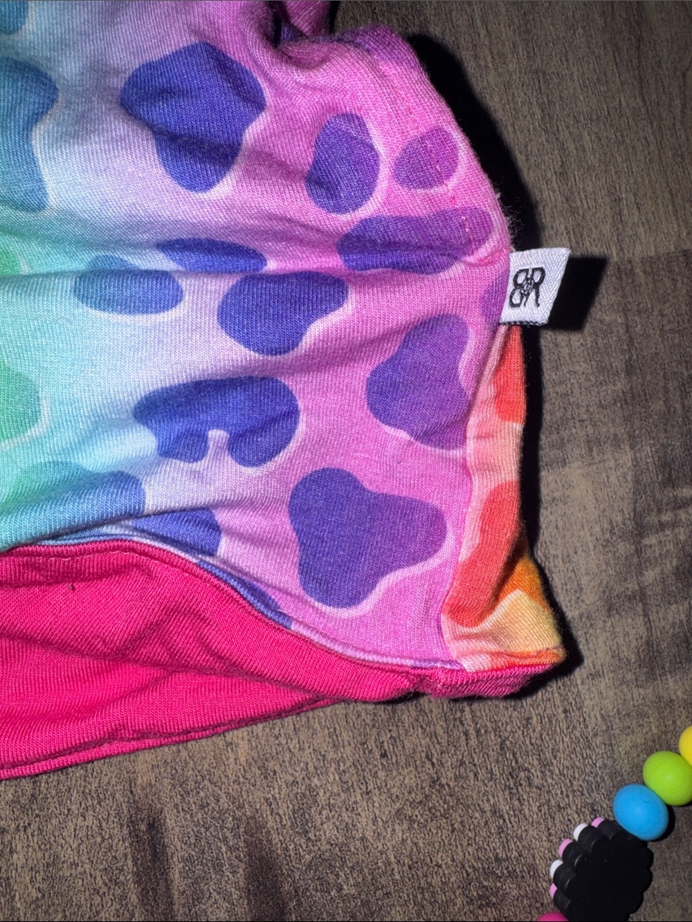 Bums & Roses Reversible Rainbow Leopard Hoodie 2T EUC - Picture 5 of 6
